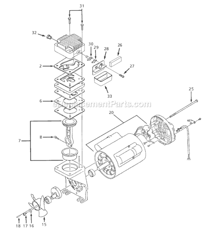 Page A Diagram and Parts List for  Campbell Hausfeld Compressor